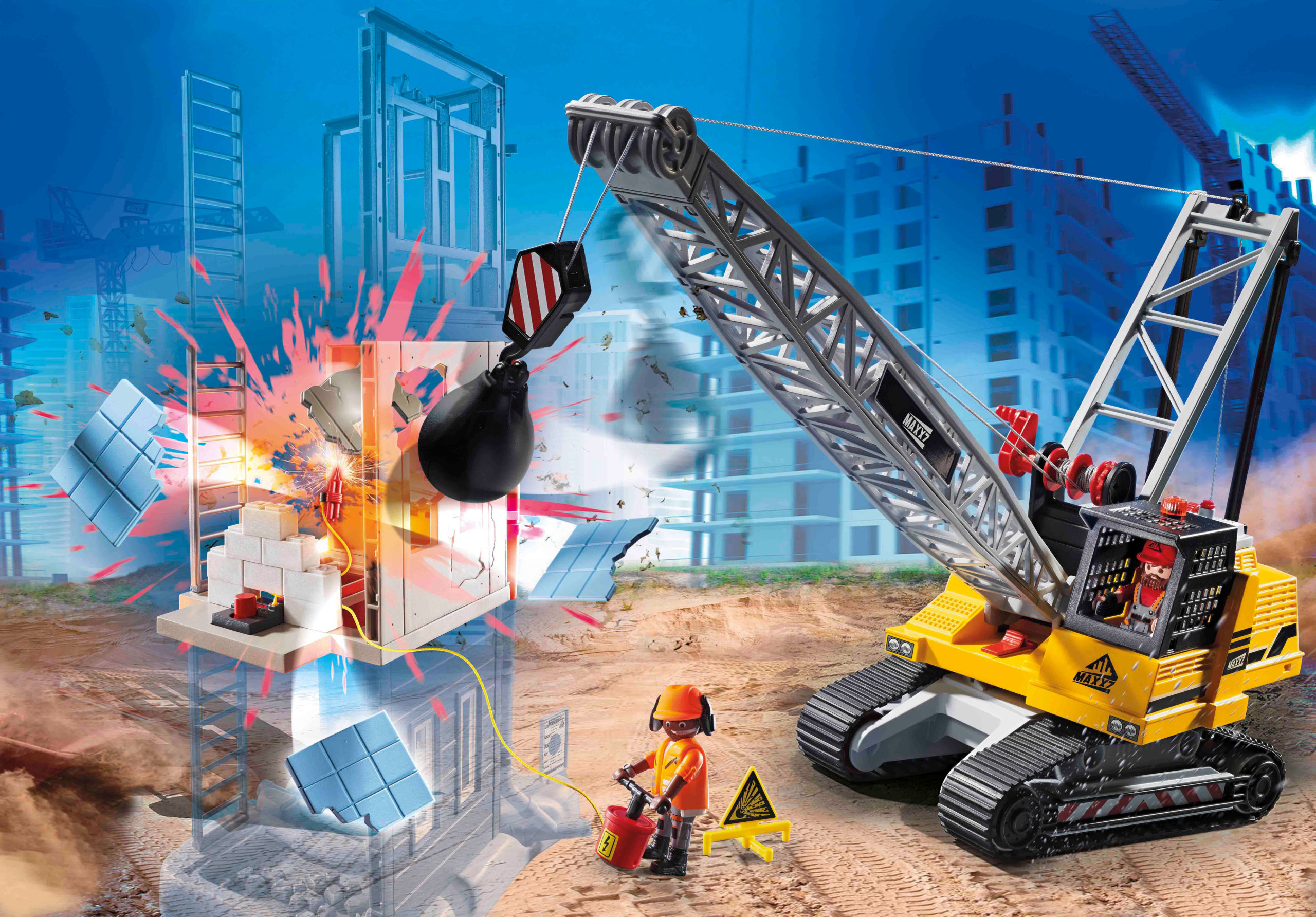 Seilbagger beim Hochhausbau von Playmobil